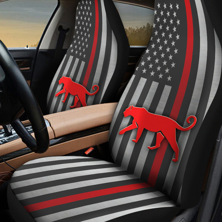 Leopard Inside America Flag Red Car Seat Cover