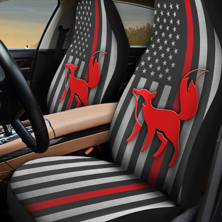 Fox Inside America Flag Red Car Seat Cover
