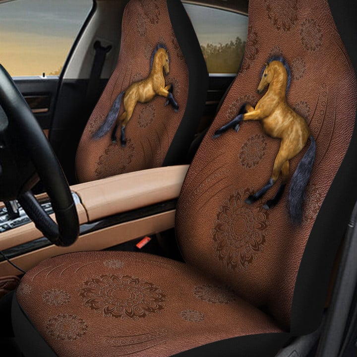 Horse Flower Leather Pattern Car Seat Cover