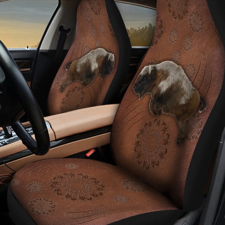 Buffalo Flower Leather Pattern Car Seat Cover