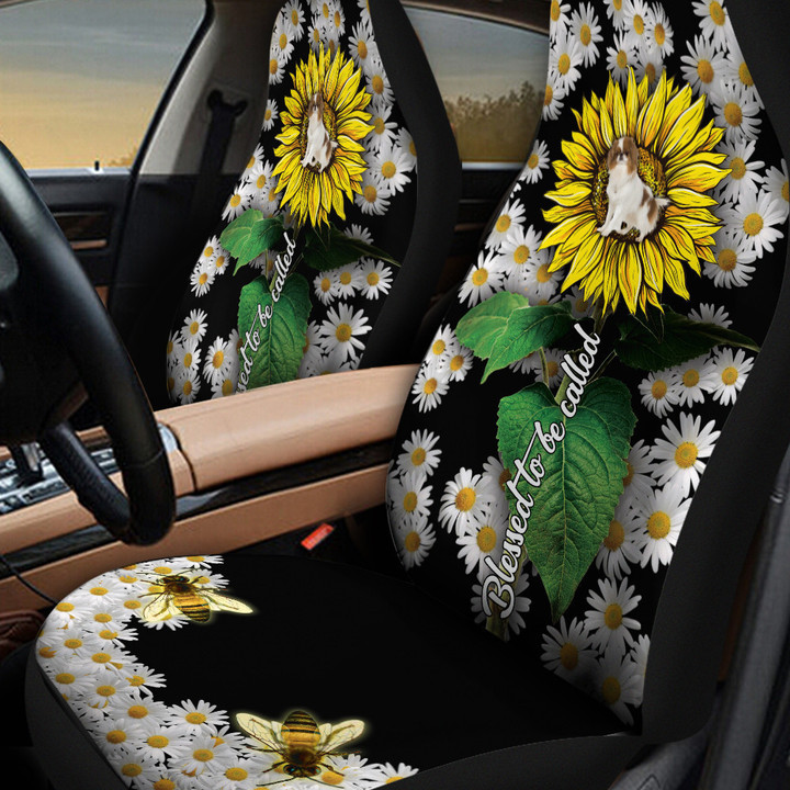 Japanese Chin Sunflower And Chrysanthemum Japonense Car Seat Cover