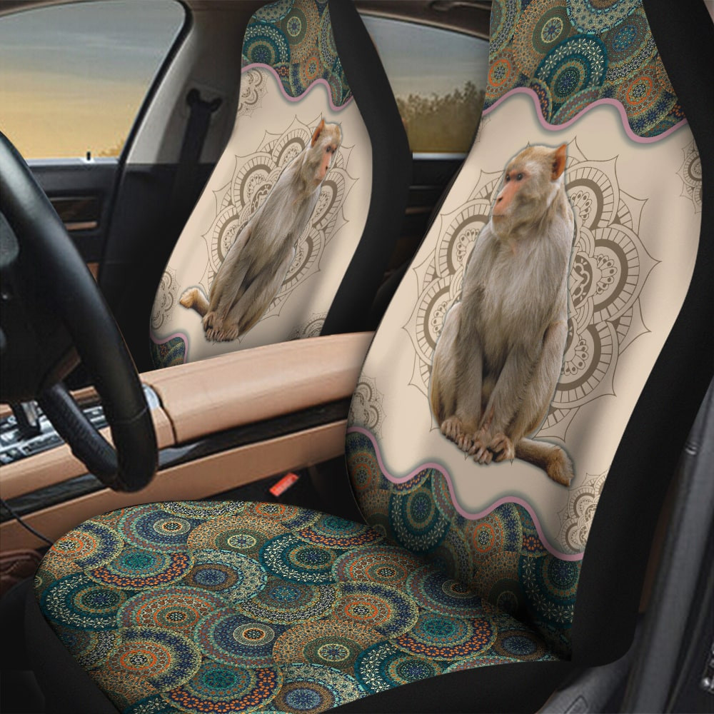Monkey Pictures Vintage Flower Patterns Background Car Seat Covers