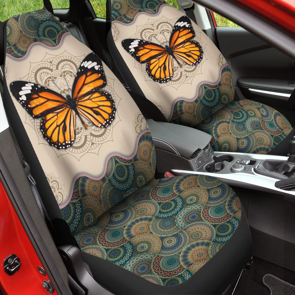 Huge Butterfly Pictures Vintage Flower Patterns Background Car Seat Covers