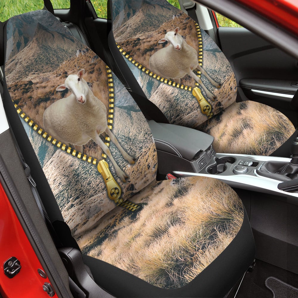 Baby Goat Zipper Down Picture Wildlife Background Car Seat Covers