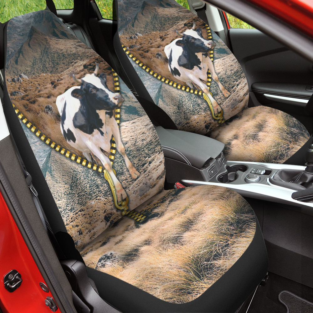 Dairy Cow Apppeare From Zipper Down Picture Wildlife Background Car Seat Covers