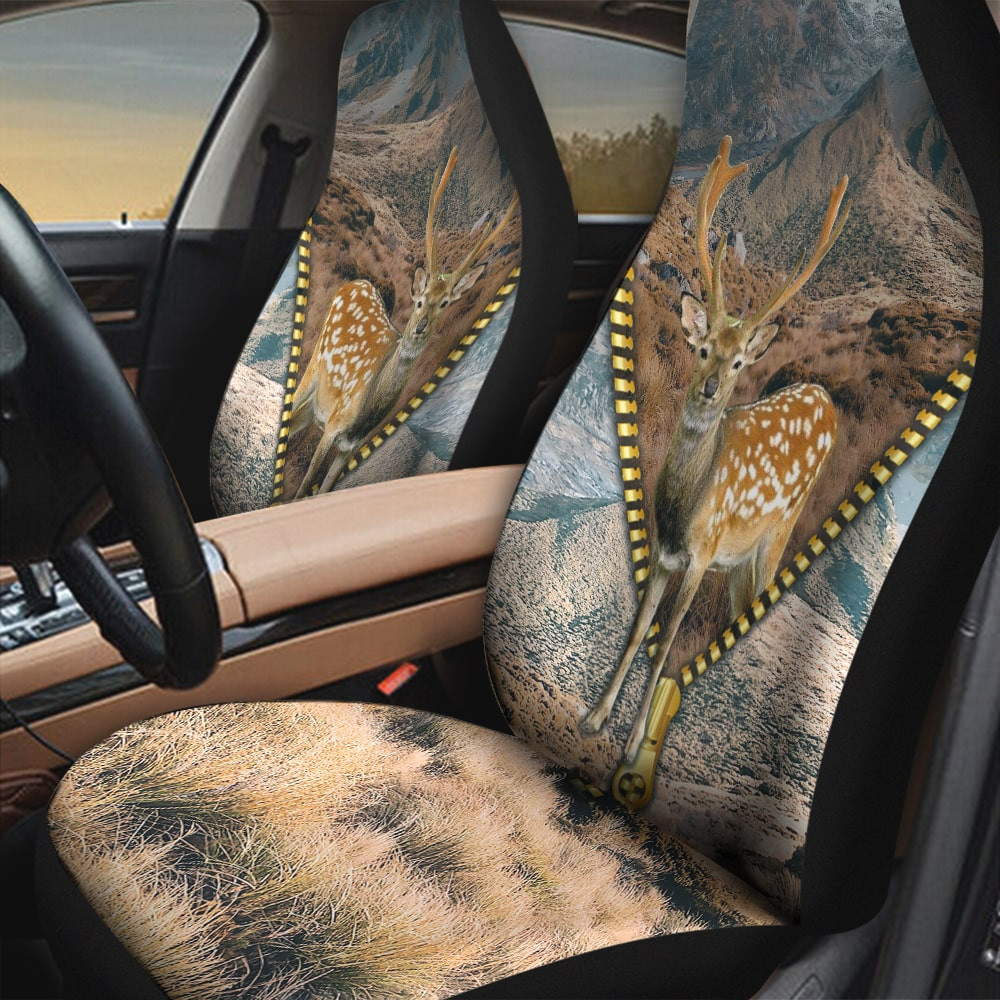 Chital Deer Zipper Down Picture Wildlife Background Car Seat Covers