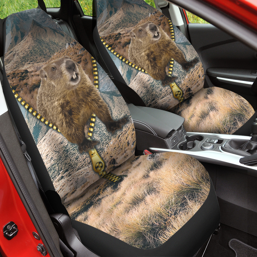 GroundHog Appare Zipper Down Picture Wildlife Background Car Seat Covers