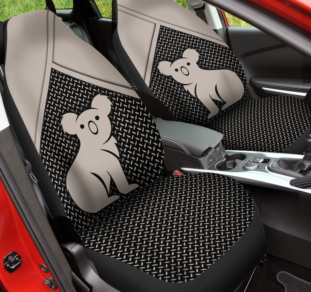 Koala Graphic Diamond Plate Pattern Background Car Seat Covers