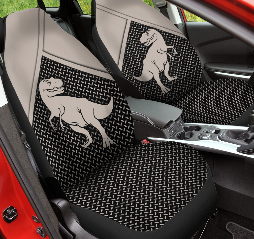 Dinosaur Graphic Diamond Plate Patterns Background Car Seat Covers