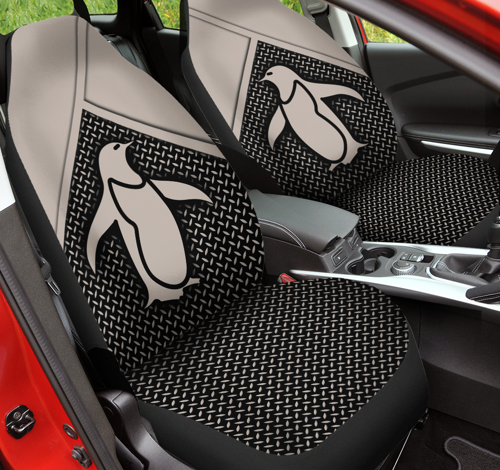 Penguin Drawing Diamond Plate Patterns Background Car Seat Covers