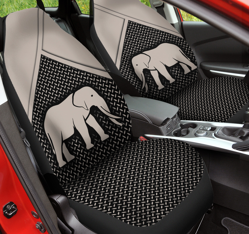 Elephant Drawing Diamond Plate Patterns Background Car Seat Covers