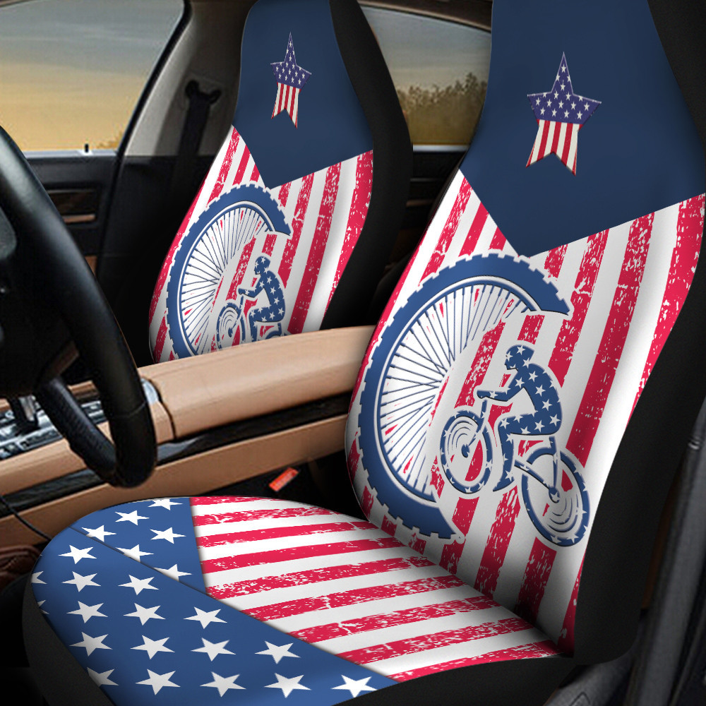 Cycling Inside American Flag Pattern Day Car Seat Covers