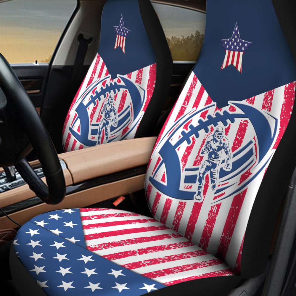 Football Inside American Flag Pattern Car Seat Covers
