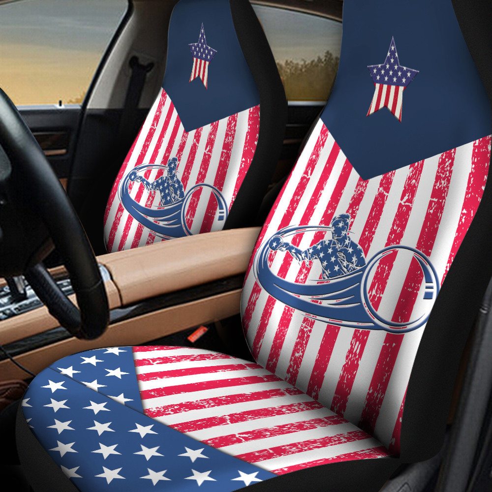 Table Tennis Inside American Flag Pattern Car Seat Covers