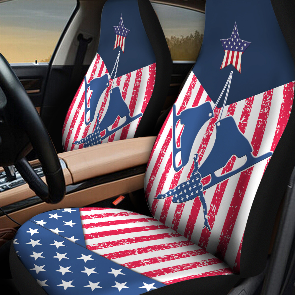 Ice Skating Inside American Flag Pattern Car Seat Covers