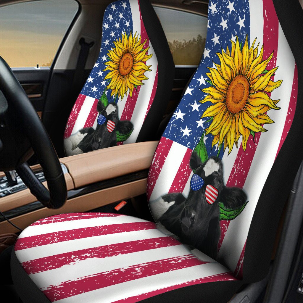 American Flag Sunflower Dairy Cow Colorful Car Seat Covers