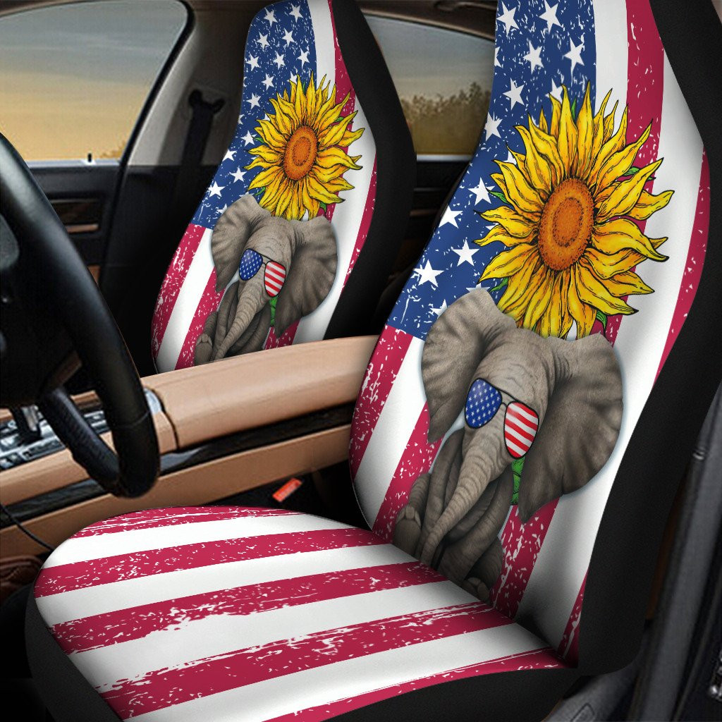 American Flag Sunflower Elephant Colorful Car Seat Covers