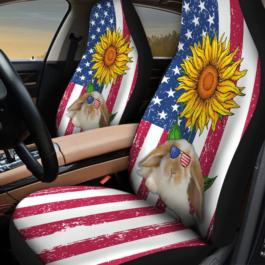 American Flag Sunflower Rabbit Colorful Car Seat Covers