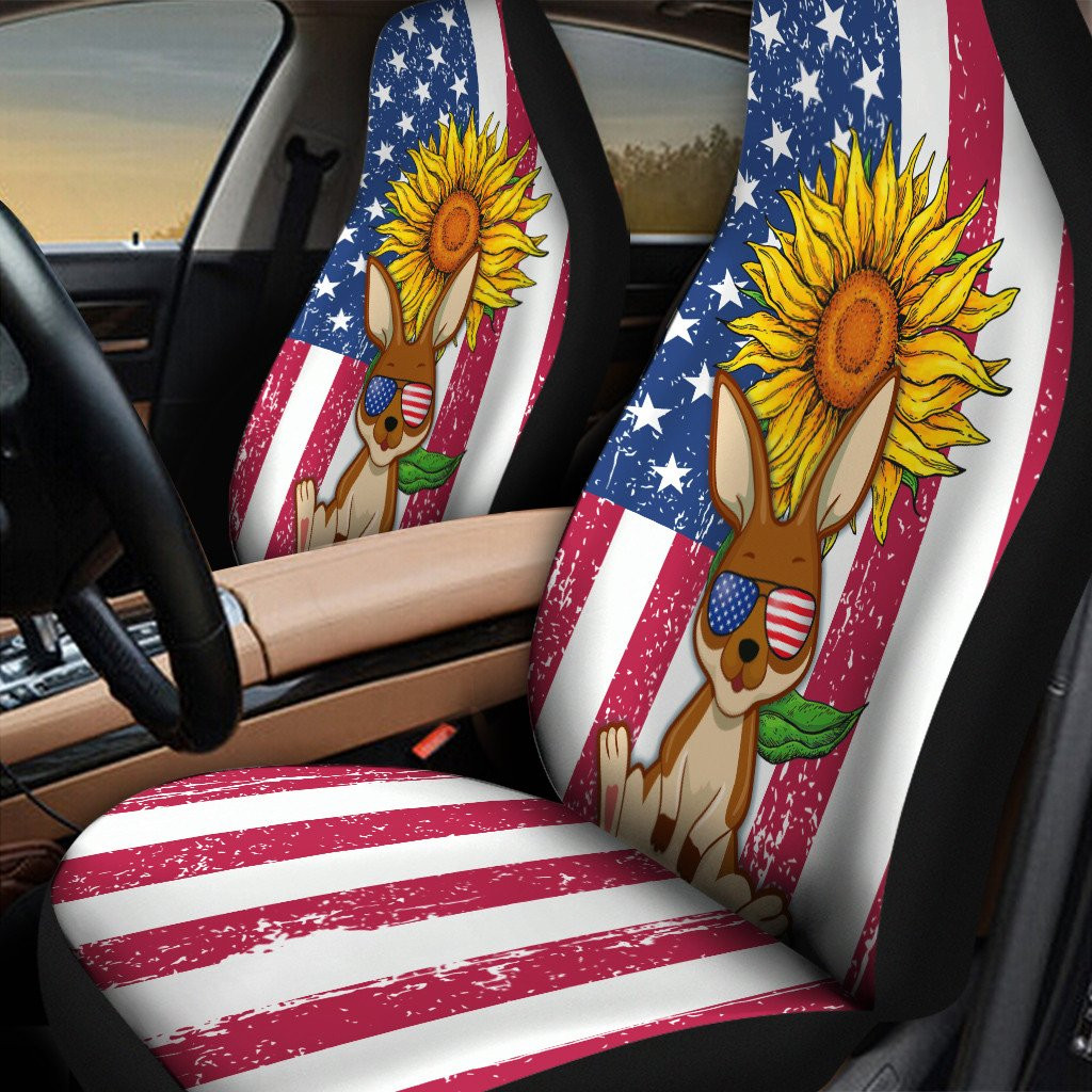 American Flag Sunflower Fox Colorful Car Seat Covers