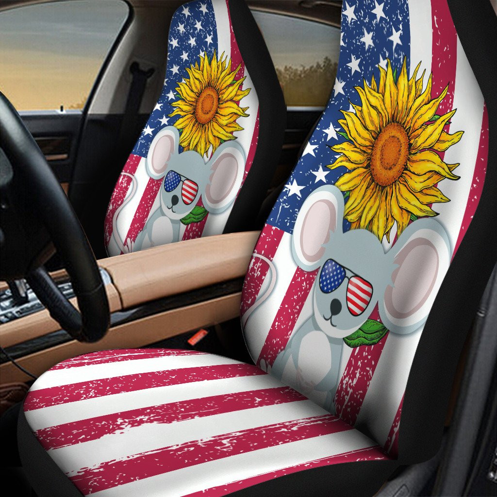 American Flag Sunflower Mouse Colorful Car Seat Covers