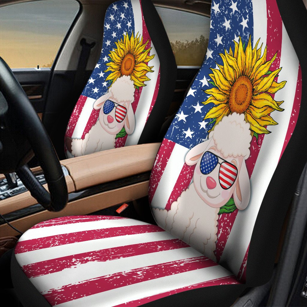 American Flag Sunflower Beautiful Sheep Colorful Car Seat Covers