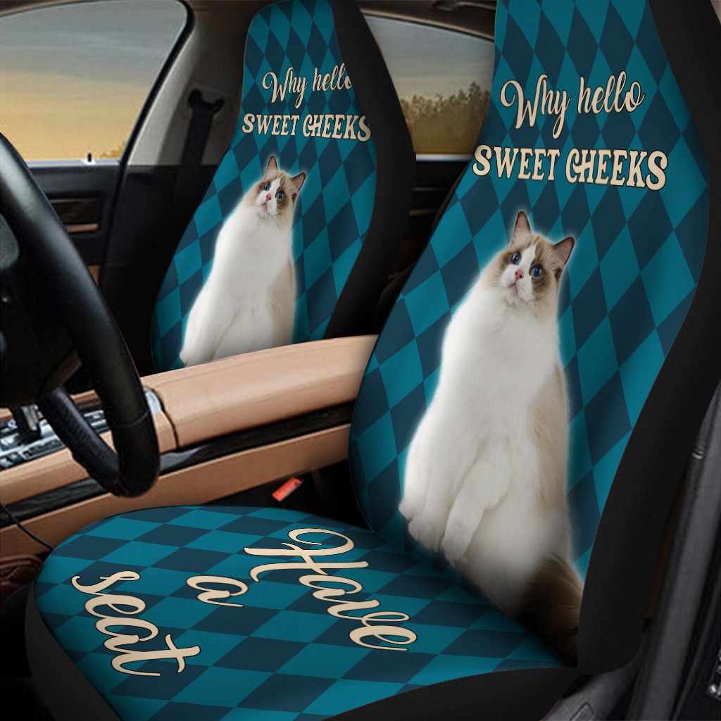 Cute Ragdoll Cat Sweet Cheeks Caro Pattern Car Seat Cover