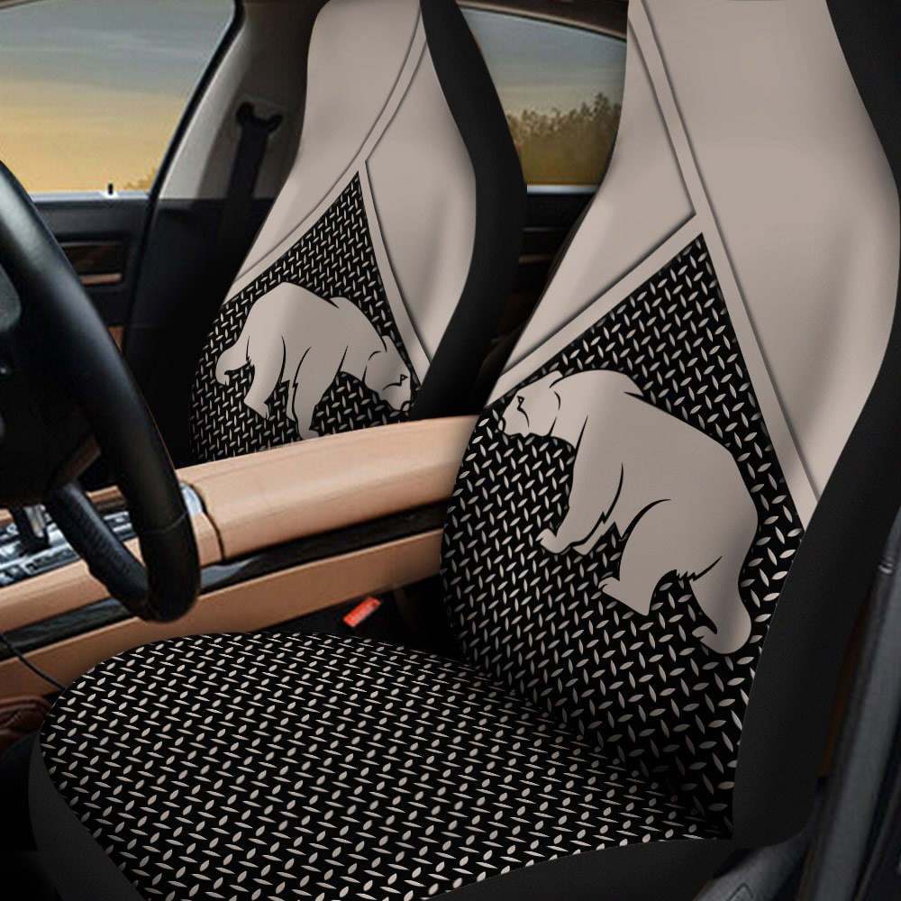 Polar Bear Graphic Drawing Diamond Plate Patterns Background Car Seat Covers