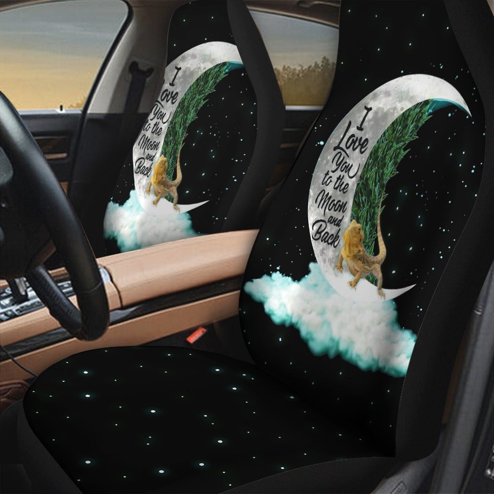 Lizard With The Moon And Cloud Pattern Black Galaxy Background Car Seat Covers