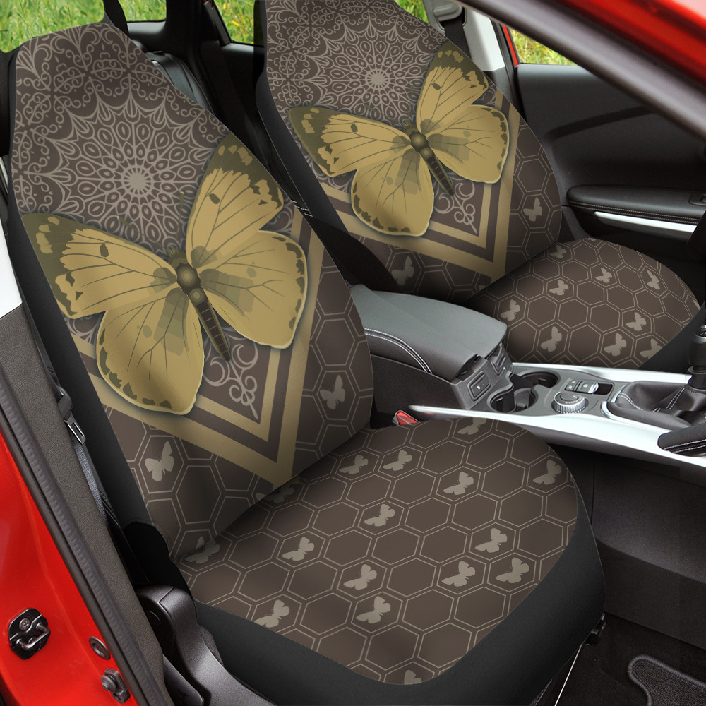 Clouded Sulphur Mandala Pattern Background Car Seat Cover
