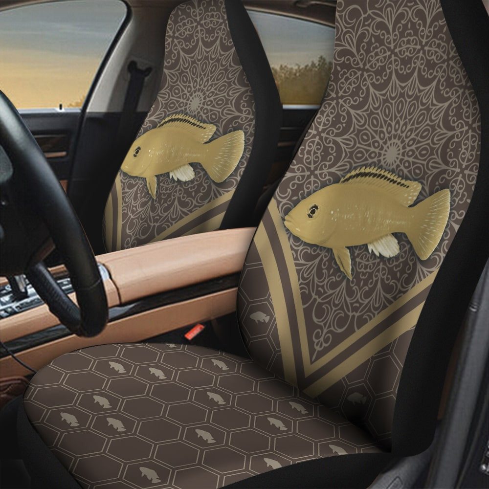 Electric Yellow Cichlid Mandala Pattern Background Car Seat Cover