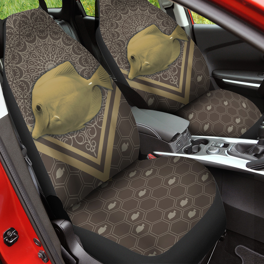 Yellow Tang Mandala Pattern Background Car Seat Cover