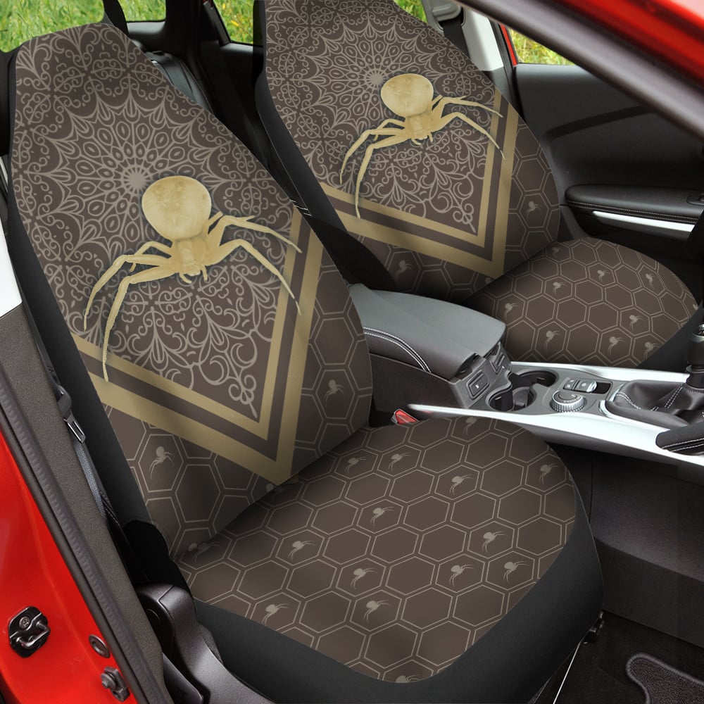 Goldenrod Crab Spider Mandala Pattern Background Car Seat Cover