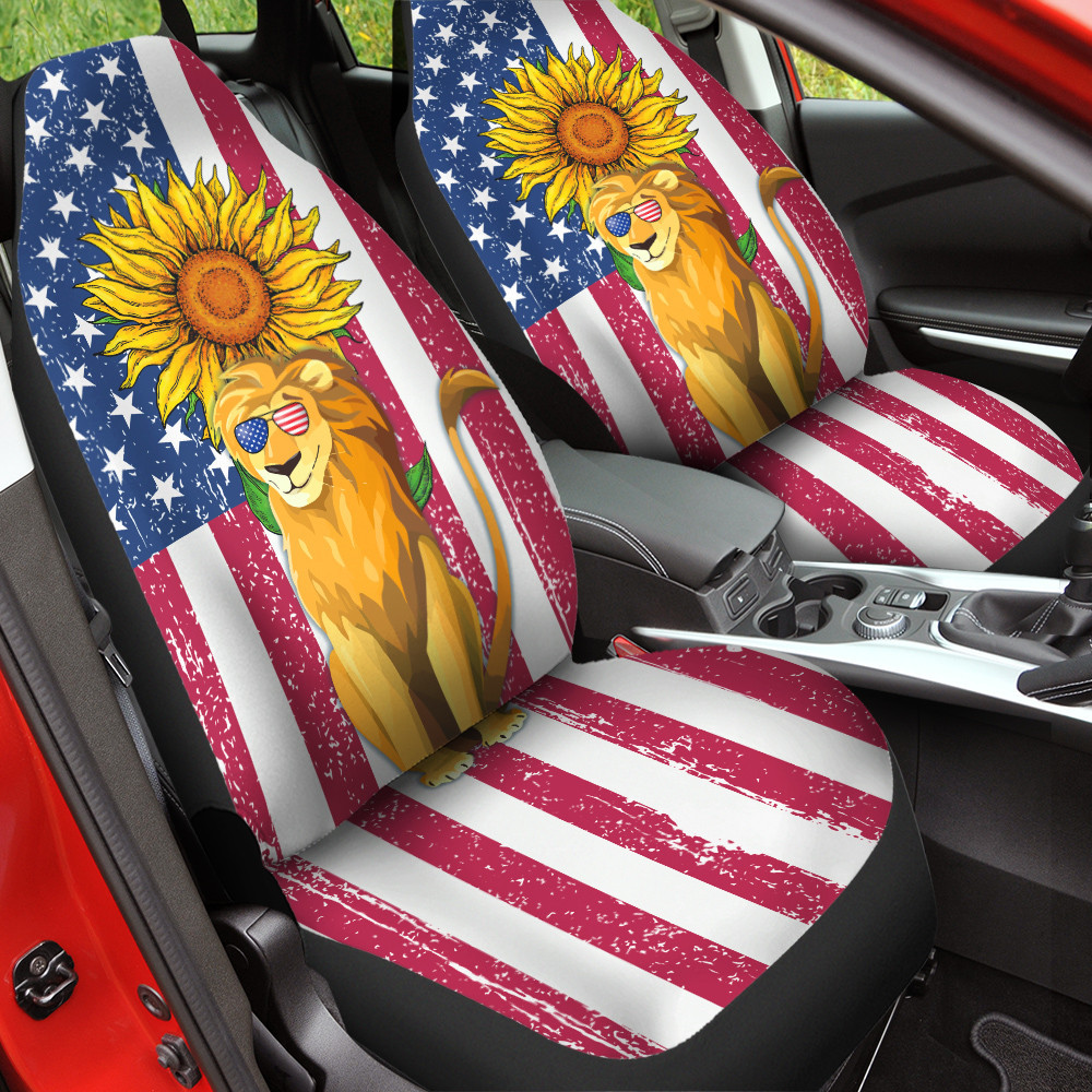 American Flag Sunflower Lion Colorful Car Seat Covers