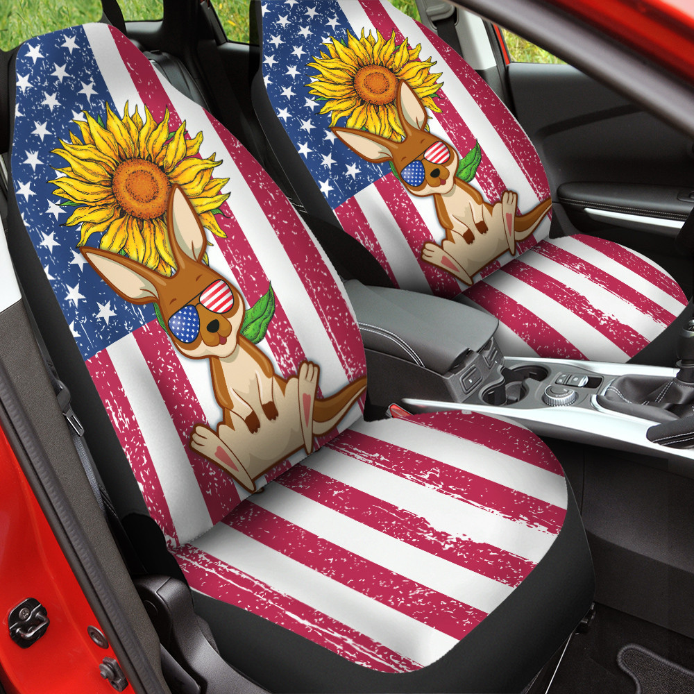American Flag Sunflower Fox Colorful Car Seat Covers