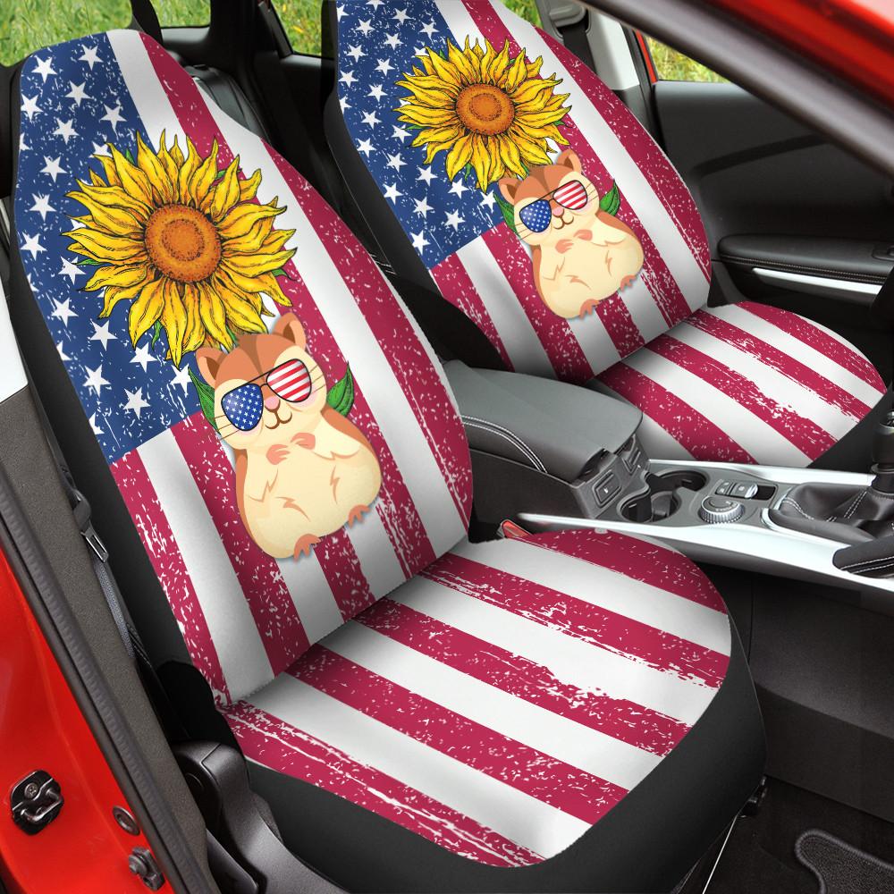 American Flag Sunflower Squirrel Colorful Car Seat Covers