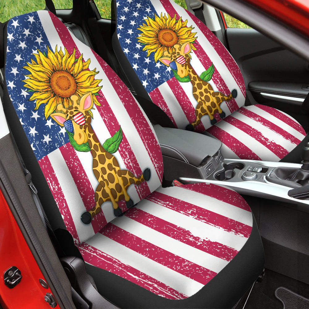 American Flag Sunflower Giraffe Colorful Car Seat Covers