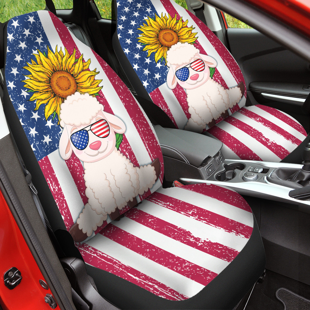 American Flag Sunflower Beautiful Sheep Colorful Car Seat Covers