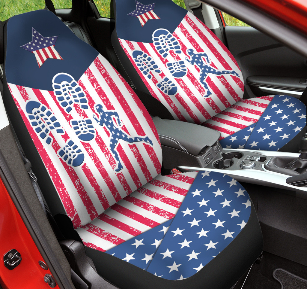 Running Inside American Flag Pattern Car Seat Covers