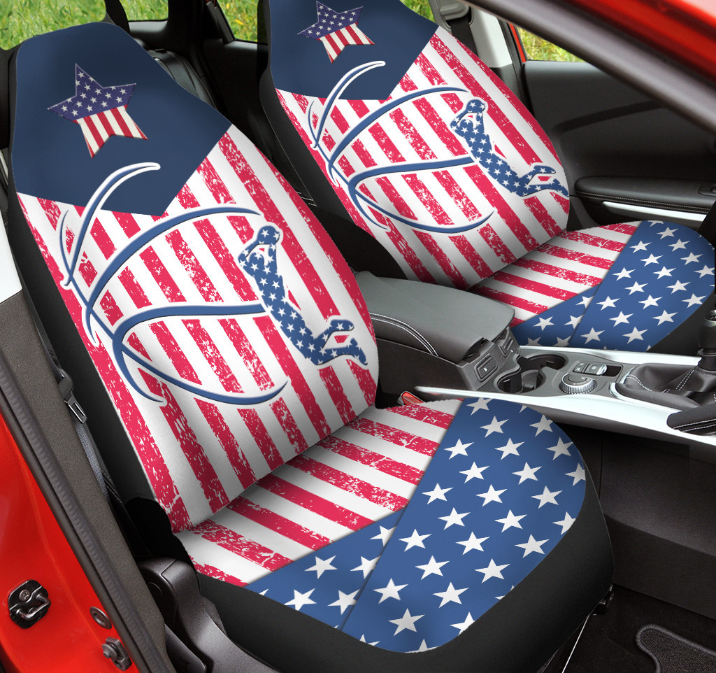 Basketball Inside American Flag Pattern Car Seat Covers