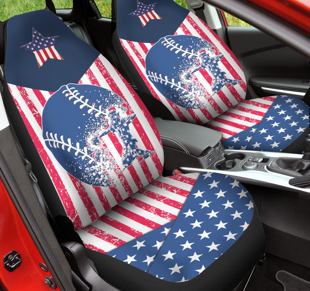 Basketball Inside American Flag Pattern Car Seat Covers