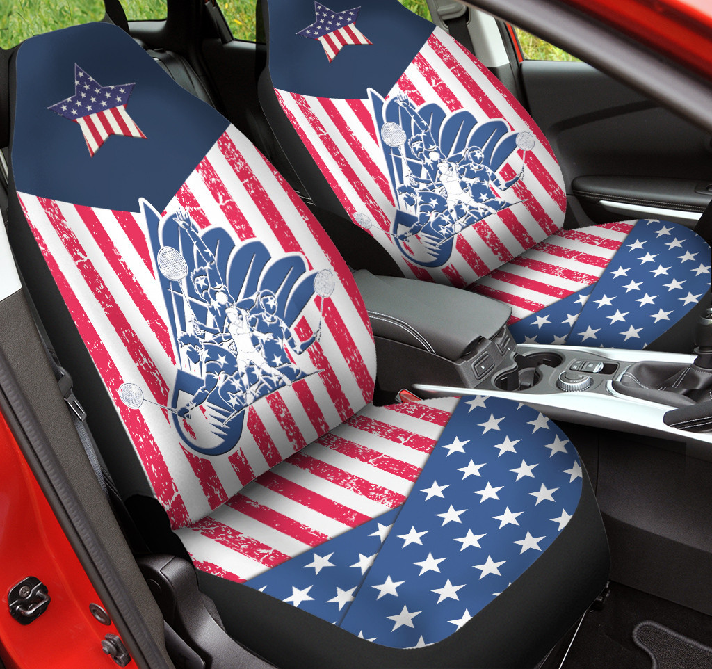 Badminton Inside American Flag Pattern Day Car Seat Covers