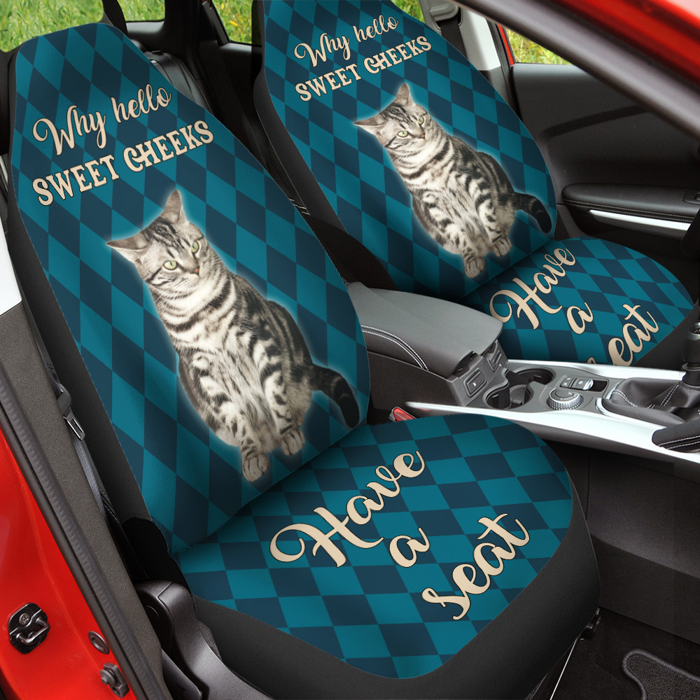 Sweet Cheeks American Shorthair Cat Caro Pattern Car Seat Cover