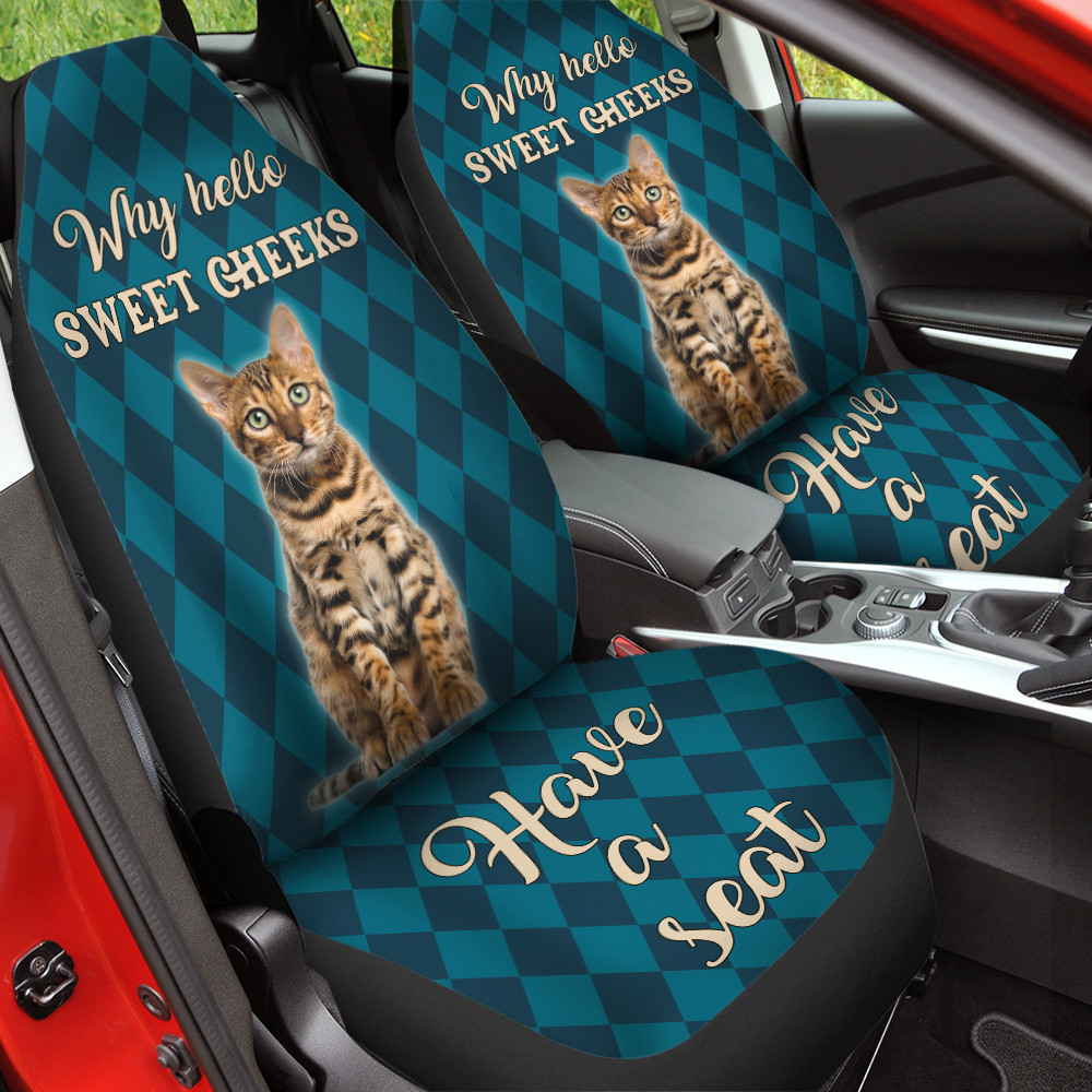 Sweet Cheeks Bengal Cat Caro Pattern Car Seat Cover