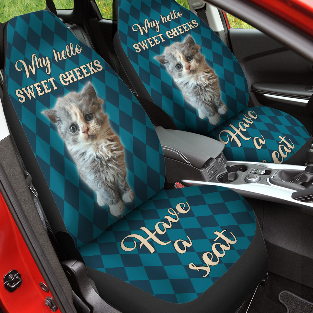 Sweet Cheeks Selkirk Rex Cat Caro Pattern Car Seat Cover