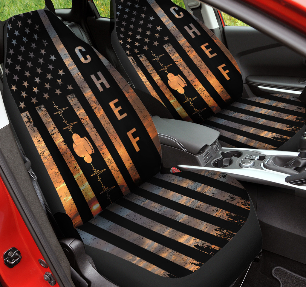 Chef Inside Sunset American Flag Car Seat Cover