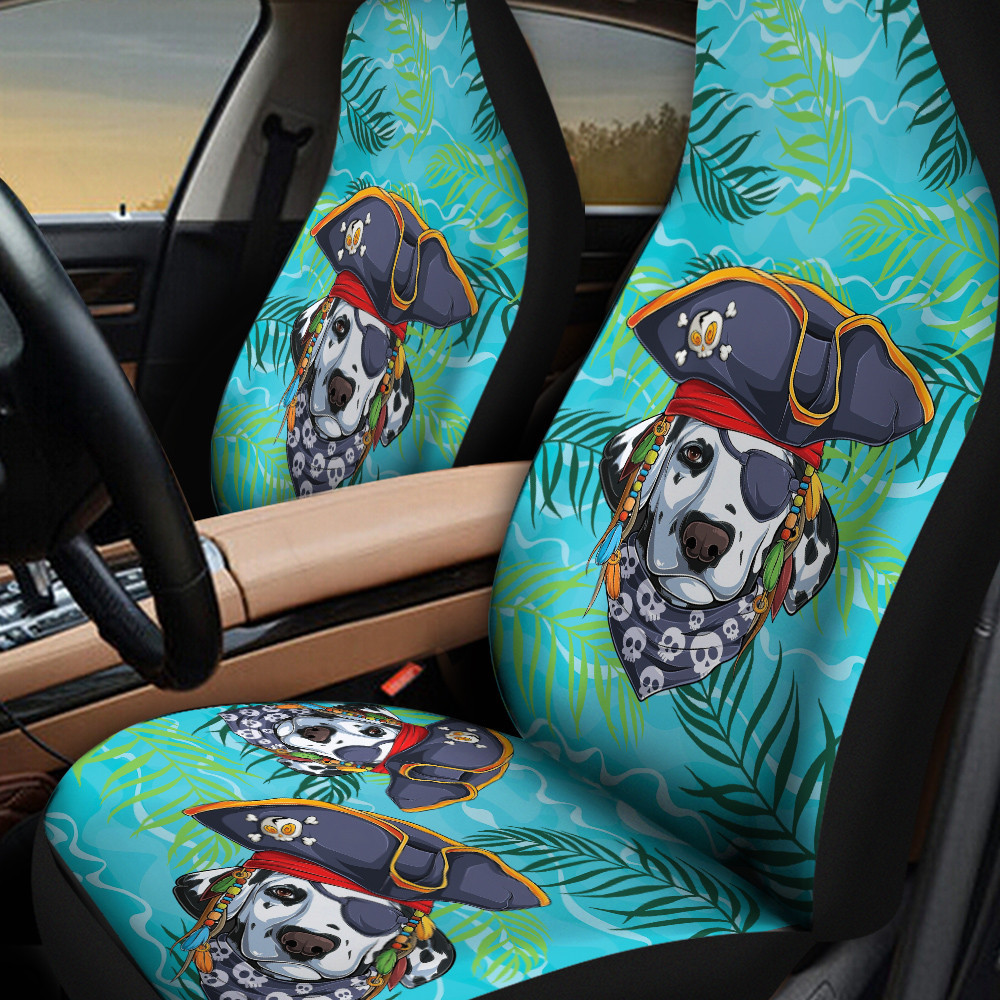 Tropical Dalmatian Dog Wear Hat Car Seat Cover