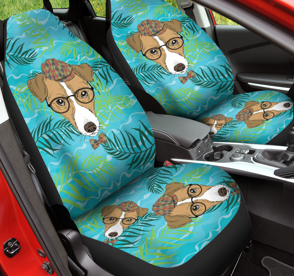 Tropical Jack Russell Dog Wear Hat Car Seat Cover