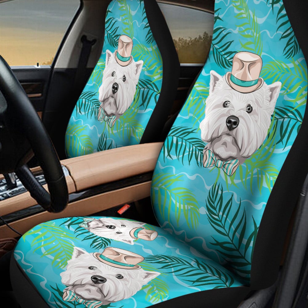 Tropical Westie Dog Wear Hat Car Seat Cover