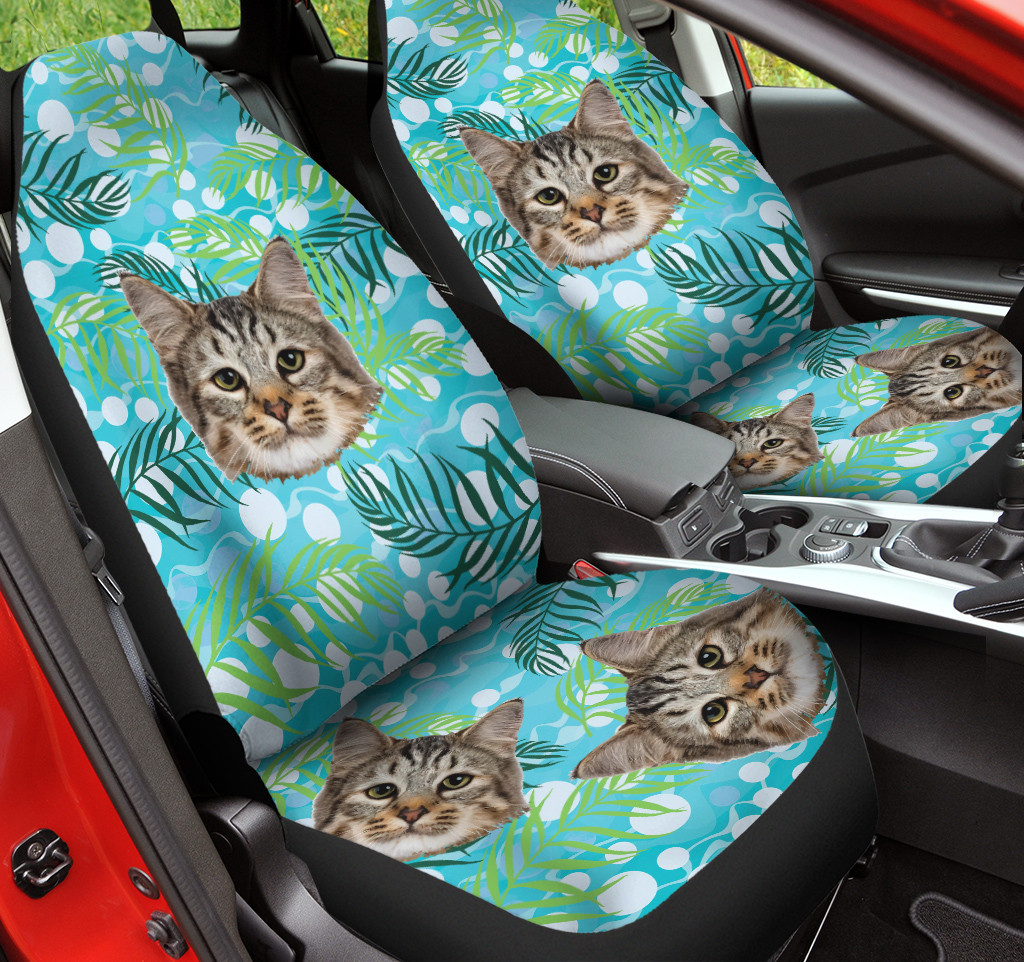 Tropical Tabby Cat Cute Car Seat Cover