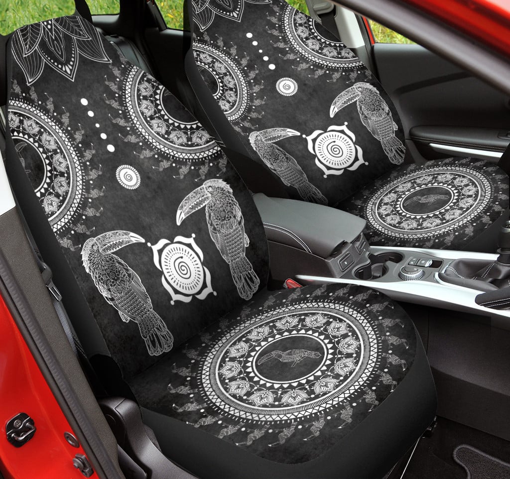 Two Toucans Mandala Black Pattern Car Seat Cover
